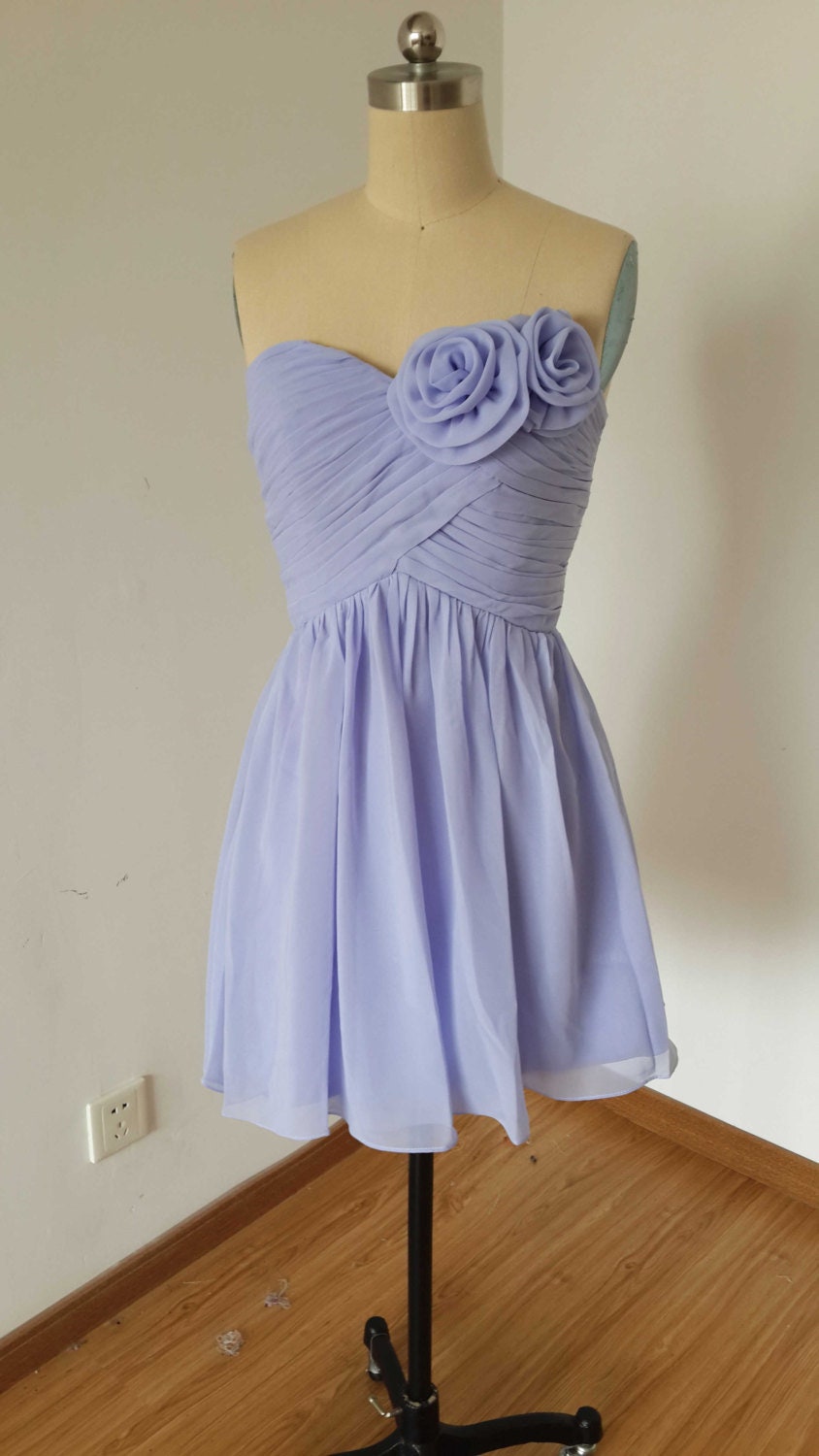 lavender chiffon short dress