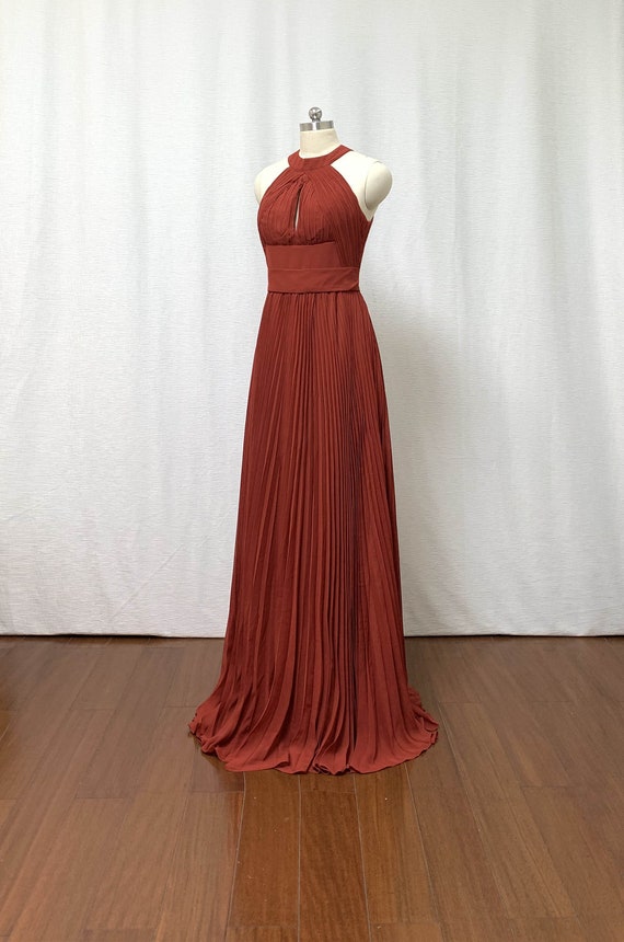 rust chiffon dress