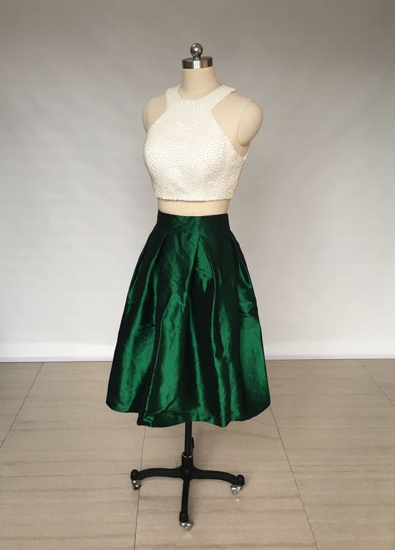 Amigo por correspondencia disfraz Pigmalión Falda corta de tafetán verde oscuro de cintura elástica de - Etsy México