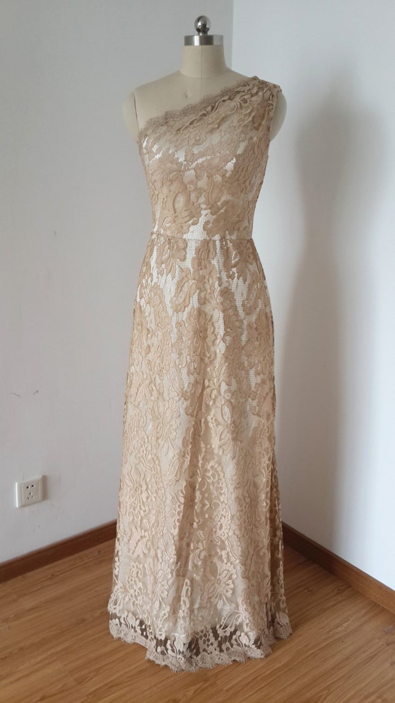 Lace one cheap shoulder dress