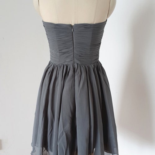 charcoal grey short bridesmaid dresses 2015 Popular Sweetheart Charcoal Grey Chiffon Short Bridesmaid Dress