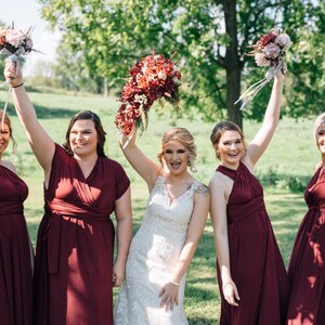 Halter Burgundy Spandex Long Convertible Bridesmaid Dress image 6