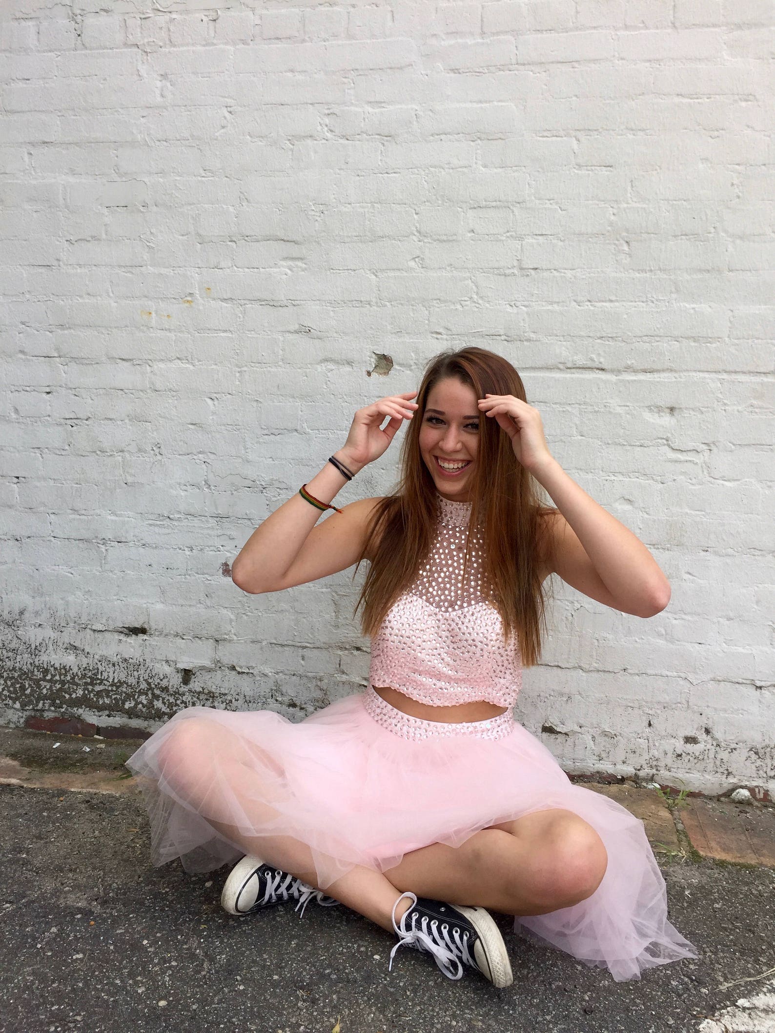 light pink two piece outfit