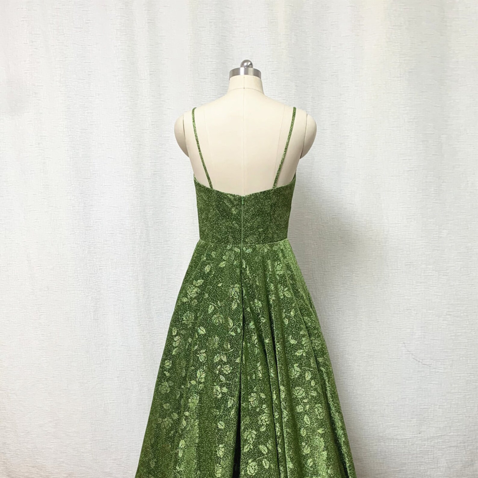 Moss Green Floral Prom Dress 2022 Ball Gown Spaghetti Straps Etsy