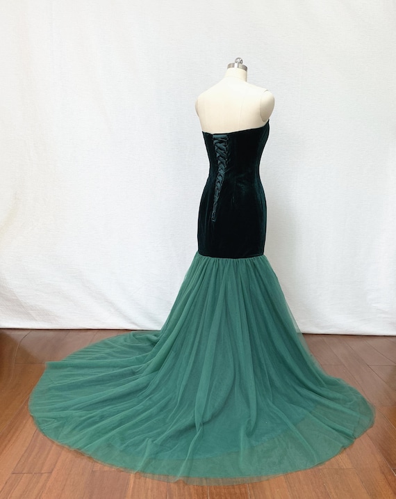 Emerald Green Prom Dress With Rhinestones, Sheer Corset Prom Dress, Elegant Prom  Dress, Green Evening Dress, Reception Dress, Evening Gown, 
