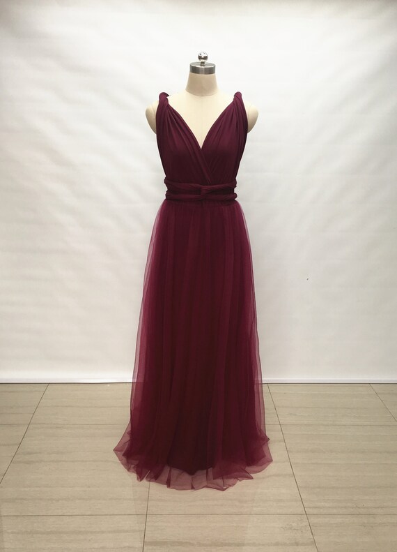 burgundy tulle dress