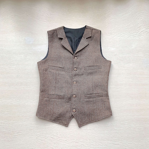 Fabriqué sur commande Gilet de costume pour homme brun