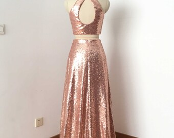 Rose gold 2 piece cheap dress