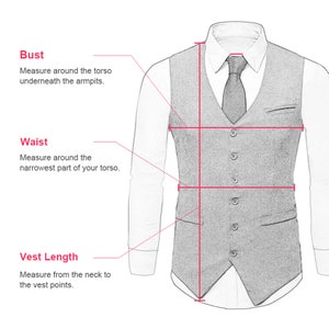 Mens Vest Made to Order Coffee Wedding Prom Waistcoat Casual Business V-neck 3 Pockets 5 Buttons image 5