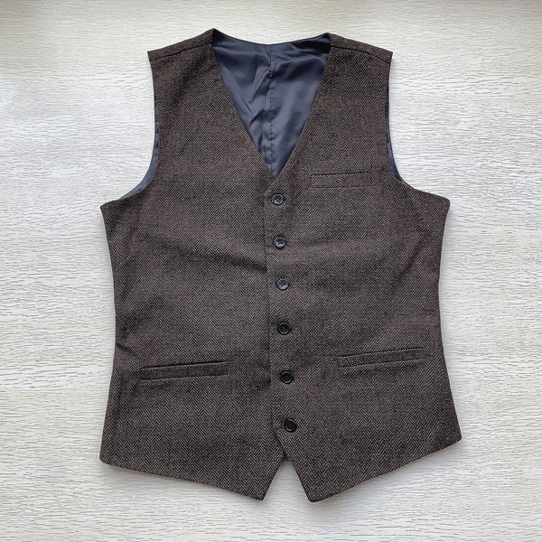 Mens Vest Made to Order Coffee Wedding Prom Waistcoat Casual Business V-neck 3 Pockets 6 Buttons