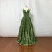 Moss Green Floral Prom Dress 2022 Ball Gown Spaghetti Straps Long Evening Dress with Pockets 