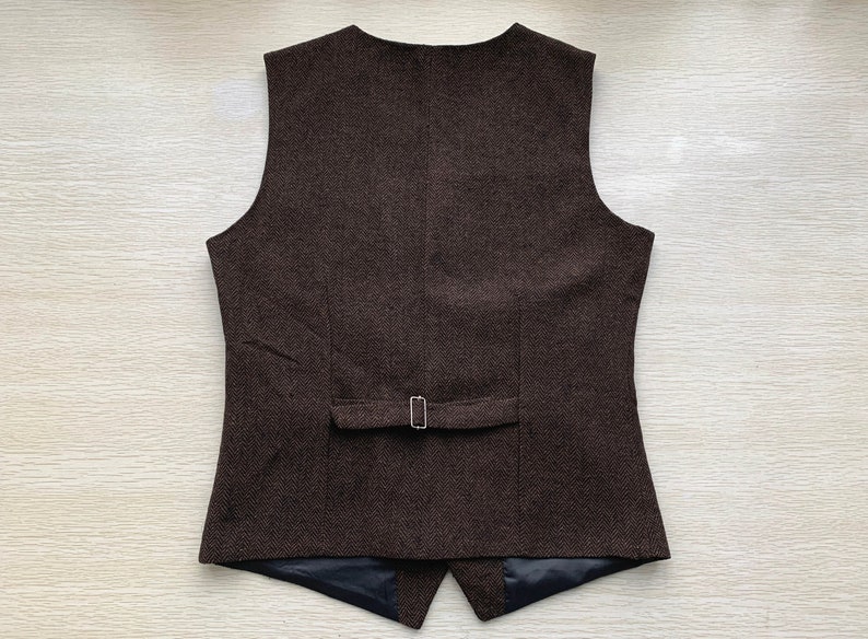 Mens Vest Made to Order Coffee Wedding Prom Waistcoat Casual Business V-neck 3 Pockets 5 Buttons image 2