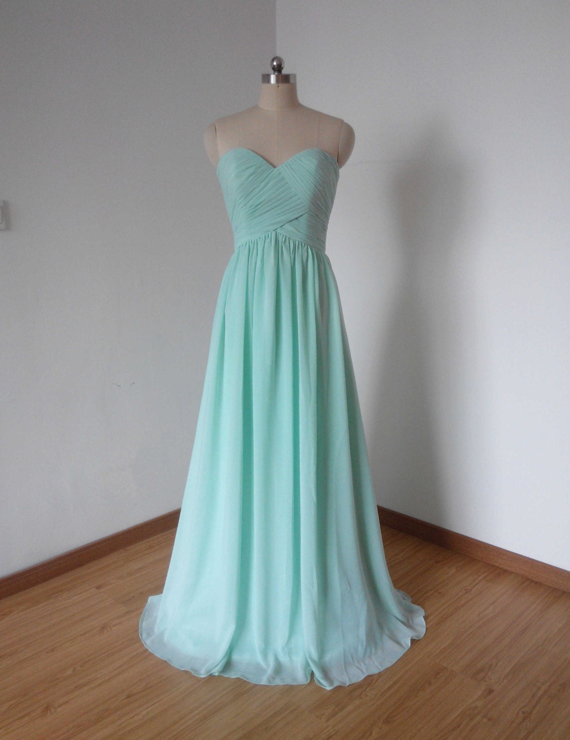 Sweetheart Mint Chiffon Long Bridesmaid Dress - Etsy