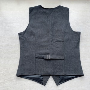 Mens Vest Made to Order Black Wedding Prom Waistcoat Casual Business V-neck 3 Pockets 5 Buttons image 2