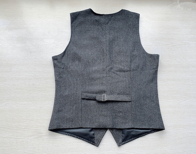 Mens Vest Made to Order Black Wedding Prom Waistcoat Casual Business V-neck 3 Pockets 5 Buttons image 2