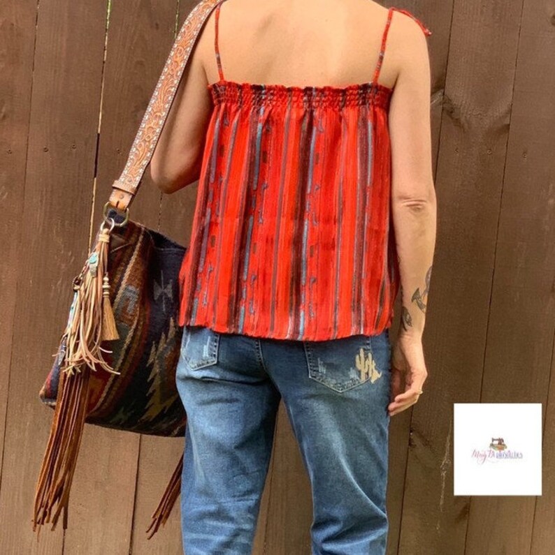 Red Serape Smock Top
