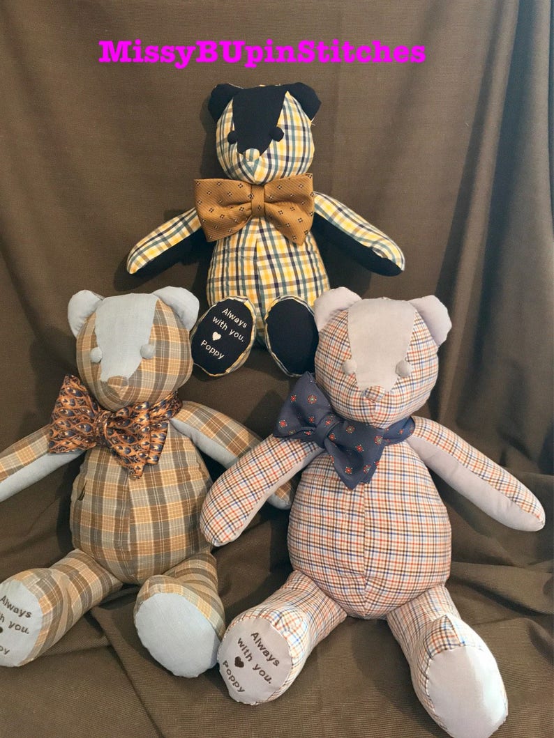 18 Memory Bear made from your loved ones clothing