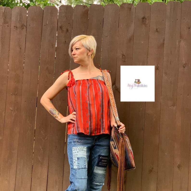 Red Serape Smock Top