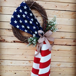 American flag wreath, patriotic wreath, front door wreaths, Fourth of July wreath, patriotic decor, summer wreath, red white and blue wreath