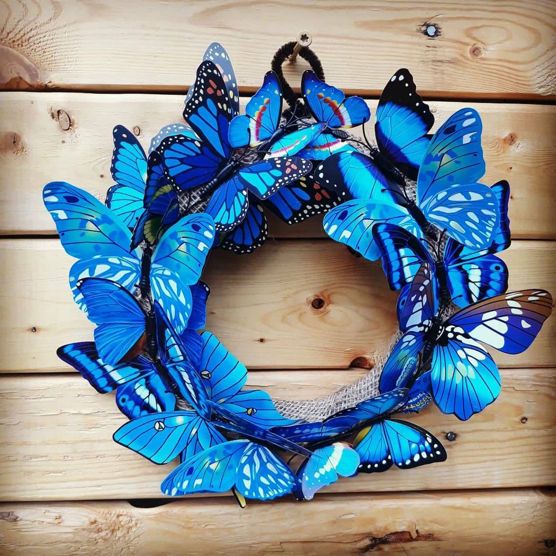 Blue Butterfly Wreath for Front Door Everyday Butterfly Door Etsy