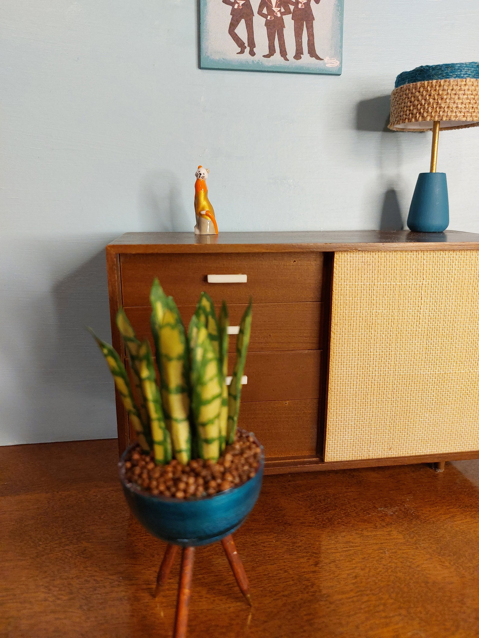 Miniature Dollhouse Plants Mid Century Pot Diorama 1/6 or Etsy