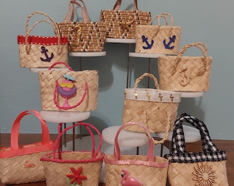 Miniature Straw Beach bags, 1/6 Scale Fashion Doll accessories