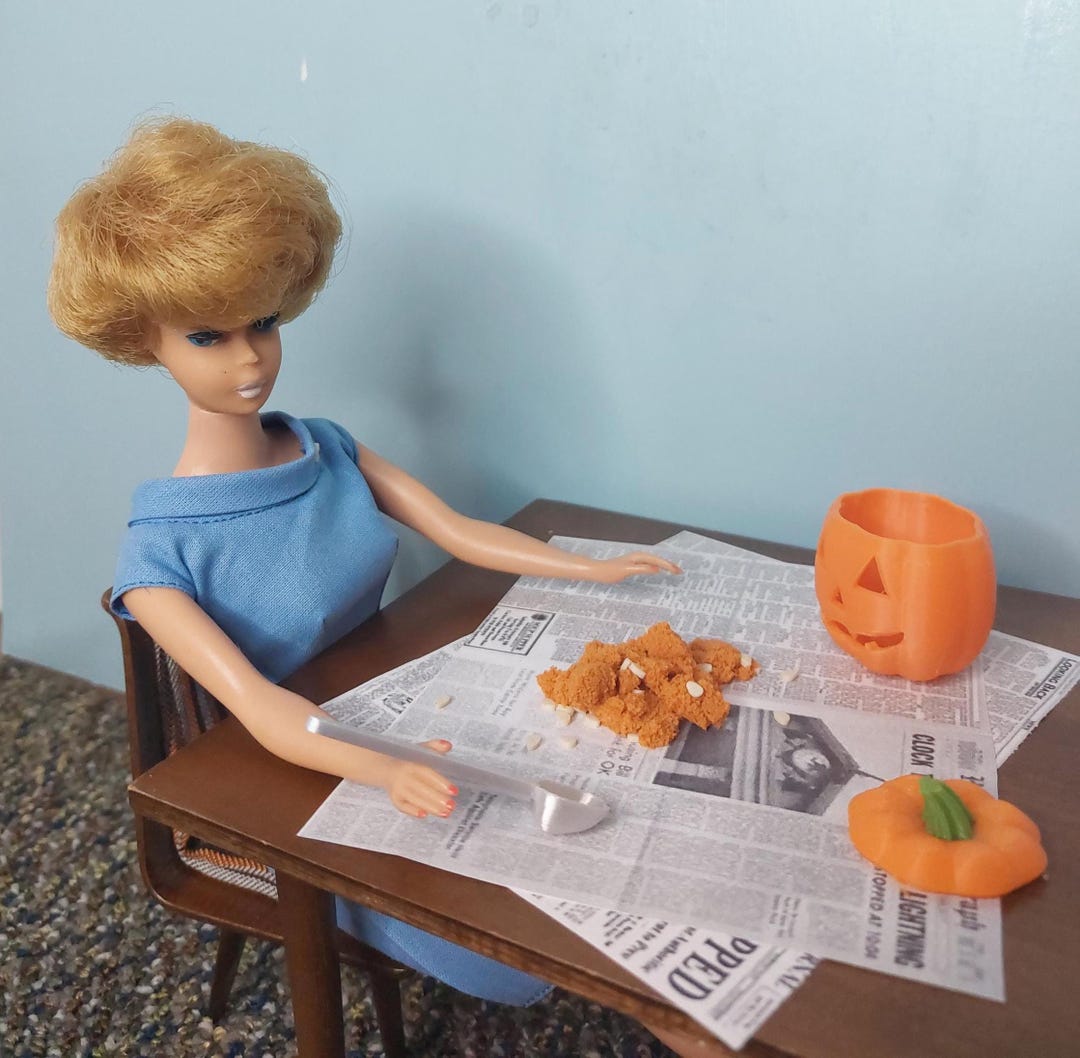 Miniature Jack O Lantern With Guts, Dollhouse Pumpkin, 1/6 Scale - Etsy
