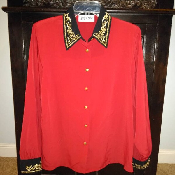 80's Yves St. Clair Beautiful Red Blouse Sz 12