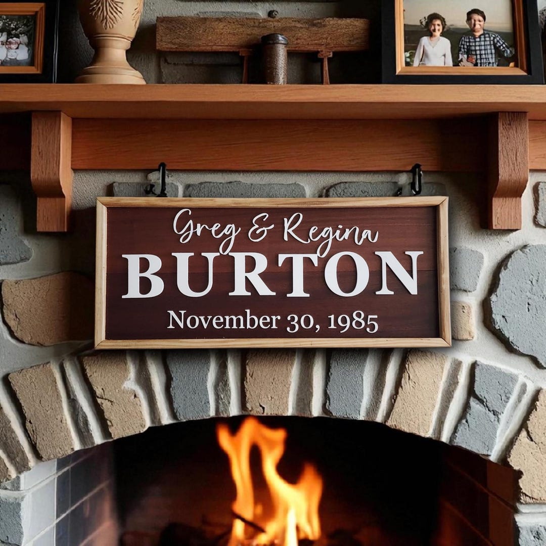Personalized Hardwood Family Name Sign | Custom Established Date ...