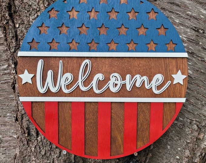 Burning Country USA WELCOME Door Hanger