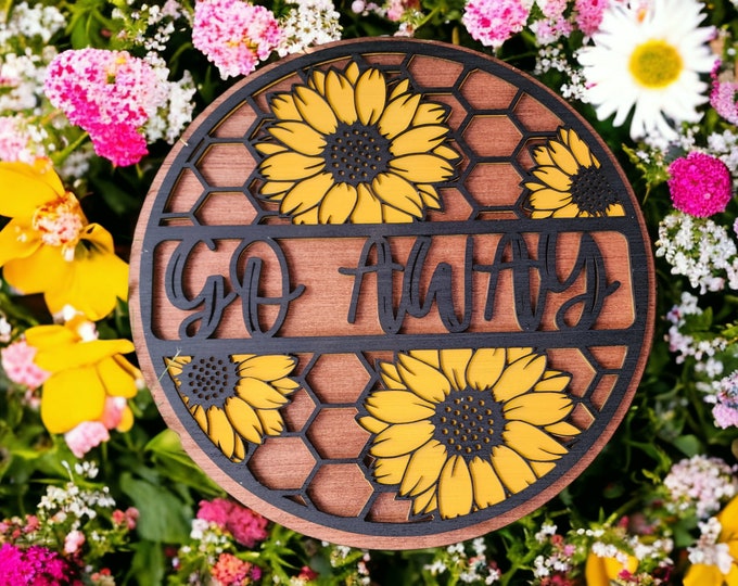 Sunflower "Go Away" Door Hanger
