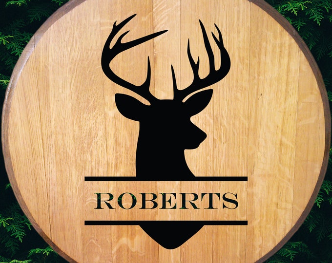 Engraved Deer Bourbon Barrel Head