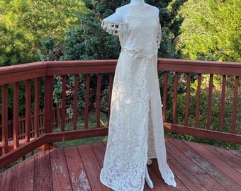CLEARANCE, NON RETURNABLE, Boho Vintage Lace Maternity Dress, Adult Bohemian Lace Dress