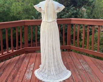 RTS, Boho Vintage Lace, Beach Wedding Dress, Adult Bohemian Lace Dress