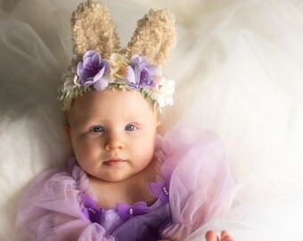 RTS, Sitter Bunny , Bunny, Flowers bunny crown, Easter Headband, Bunny Ears, Floral, Spring, Bunny Headband, Pastels Headband