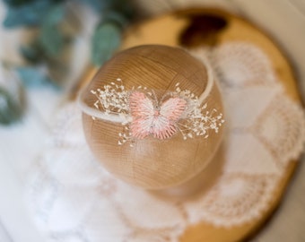 RTS, Newborn Butterfly Tieback, Blush Tieback, Ivory Tieback, Butterfly Headband, Photo Prop, Vintage, Summer headband