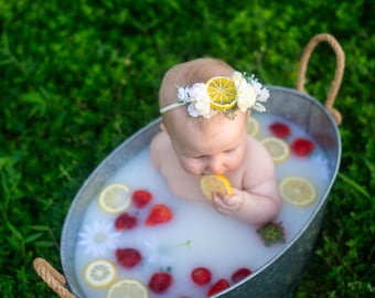 RTS, Lemon Flower Crown, Sitter lemon Headband, Bohemian, Boho, Lemon Crown, Summer Sitter Headband, Photo Prop, Yellow, Lemon Headband