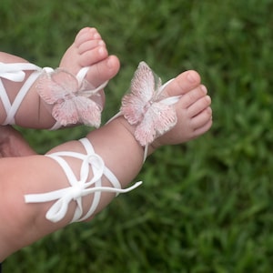 Butterfly baby shoes, Butterfly barefoot, Sitter barefoot  sandals, barefoot sandals, Pink shoes, Blush barefoot sandals