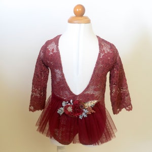 RTS, Fall lace romper, Newborn Romper, Sitter Lace Romper, Fall romper, Romper, Open Back romper, Rust romper, Lace romper, Photo Prop