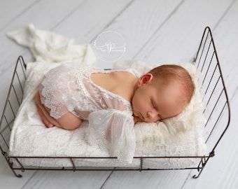 RTS, Newborn romper set, Baby romper, Baby girl romper, Ivory, Lace outfit, Newborn girl outfit