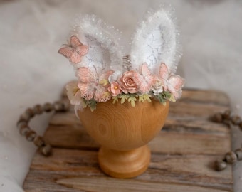 Bunny Ears Headband, Sitter Bunny , Bunny, Flowers bunny crown, Easter Headband, Bunny Ears, Floral, Spring, Bunny Headband, Butterflies