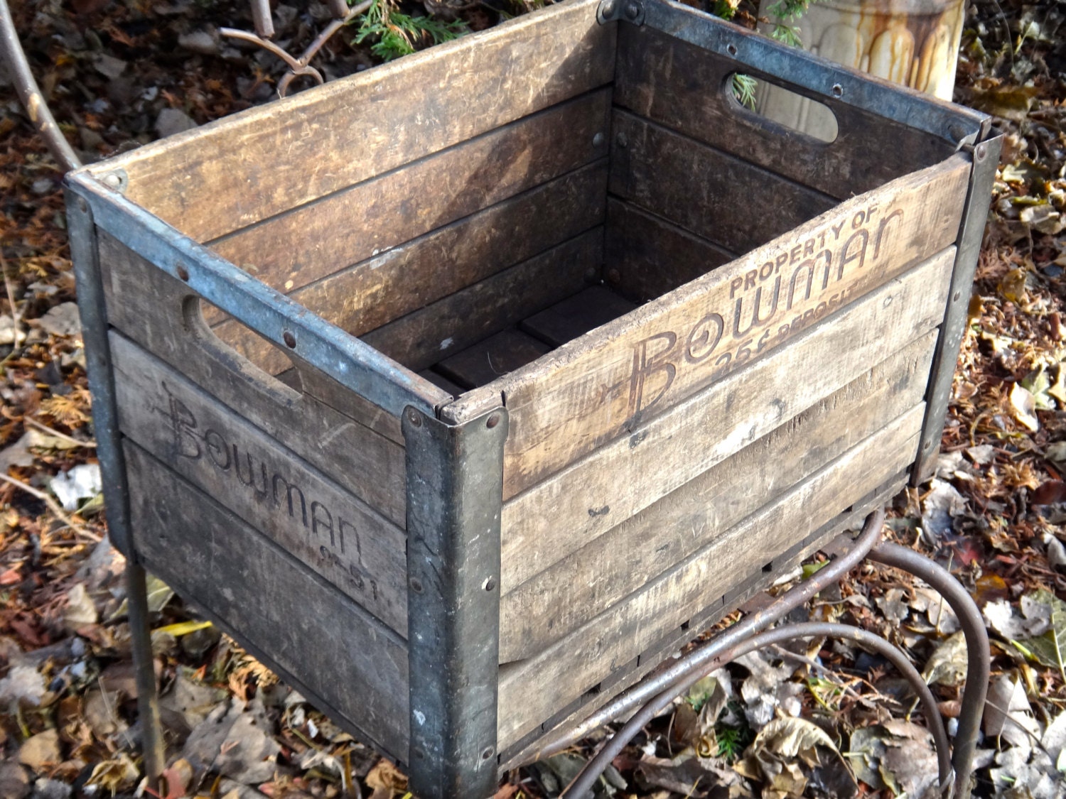Bowman Crate 1951 Milk Crate 1950s Chicago Bowman Dairy Etsy