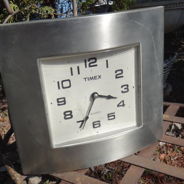 Timex Clock, Modern Clock, Timex Wall Clock, Silver MCM Clock, Industrial Clock, Mens Man Gift, Masculine, MCM Retro Clock Maxs Unique