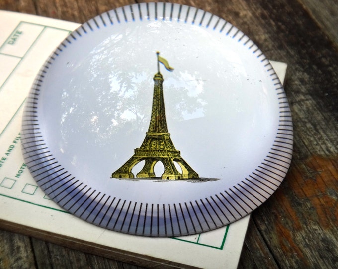 Glass Paperweight, Eiffel Tower Decor, Paris France French Desk Decor