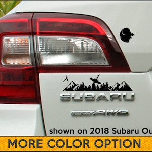 Endor Moon Base 2.0, Trees and Mountain Decal , Car Emblem Graphic, Sticker for Trunk Rear, Subaru