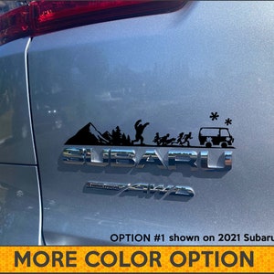 Scoobi-Doo, calcomanía de árboles y montaña, emblema gráfico para automóvil, pegatina para maletero trasero, Subaru