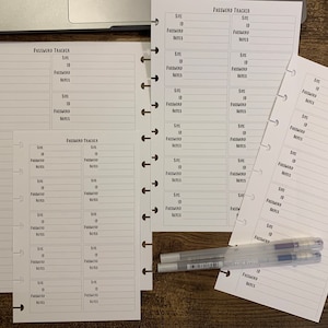 Password Tracker/ Log In IDs Record for Happy Planner/ ARC Notebook Disc Planner Mushroom Hole Printed Paper Inserts 30 Sheets. 32lb Paper
