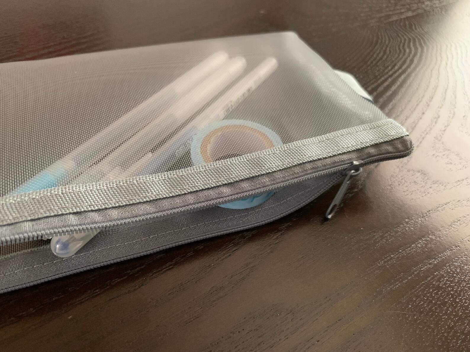 Muji Style Grey Mesh Zipper Pencil Pouch Case Etsy