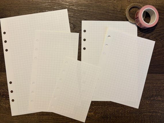 Cloth & Paper Graph Note Planner Inserts - Half Letter Size, 5.5 X