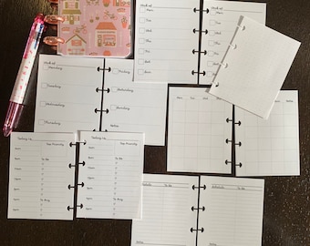 Happy Planner Micro Notes (3 x 4”) Disc Planner Daily, Weekly Printed Inserts 30 Sheets. Double sided 32lb White Paper